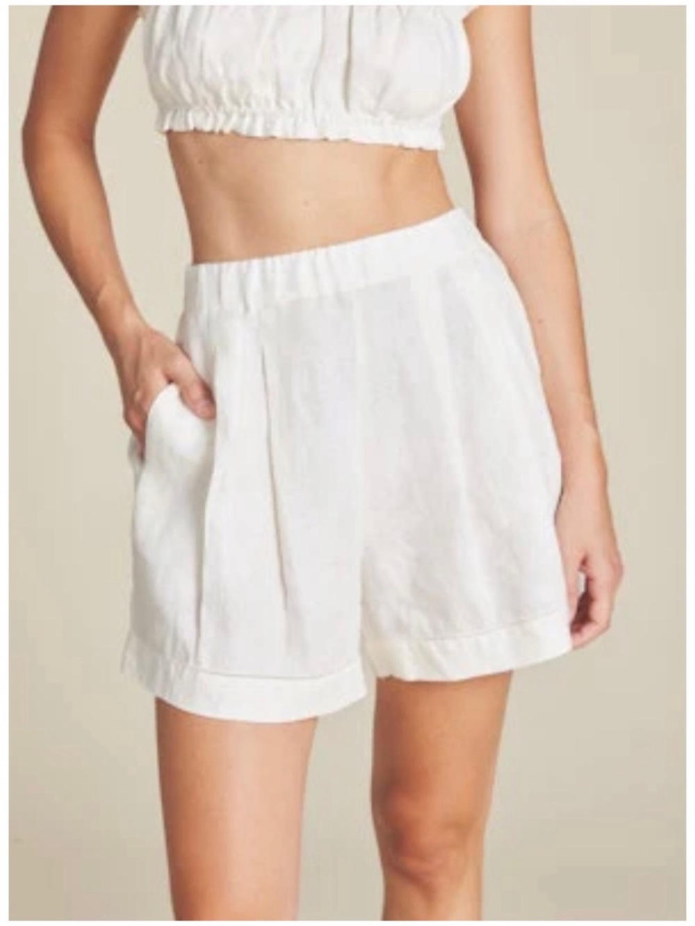 Trovata Birds Of Paradise Women’s Sz S Ivory Linen Shorts Everett Pull On